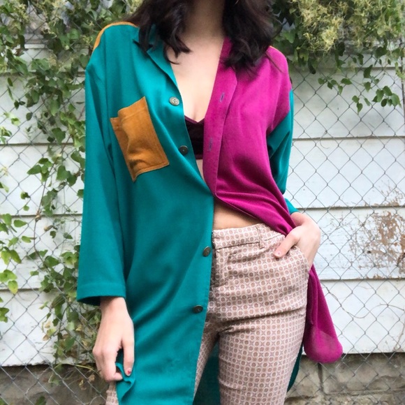 Vtg Style Color Block Button Down Tunic-Dress ✨ - Picture 1 of 5